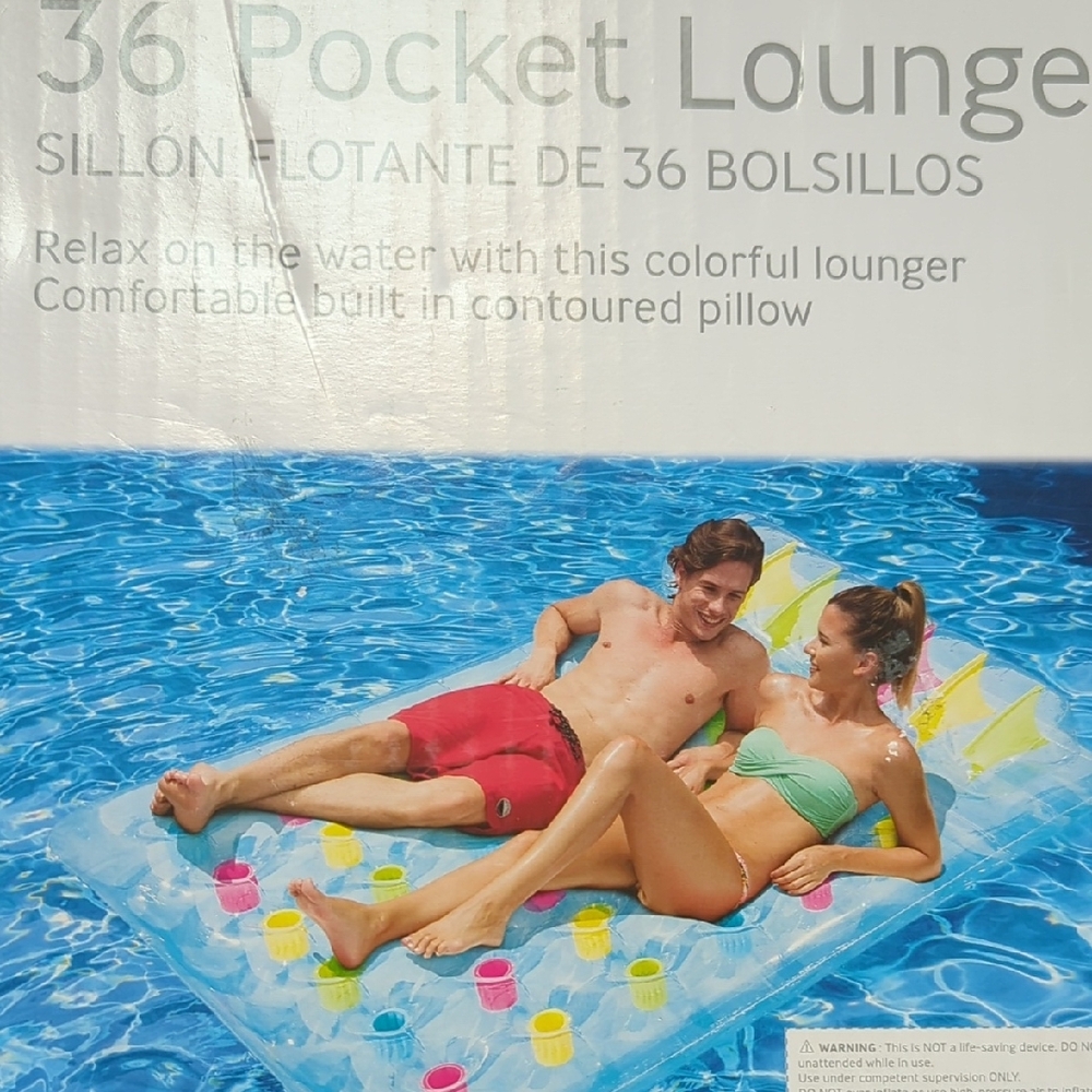 36 Pocket Lounge Pool Float (70.5 x 55 x12.5 Inches) - Multicolor (New)